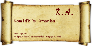 Komlós Aranka névjegykártya