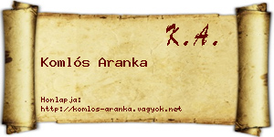 Komlós Aranka névjegykártya